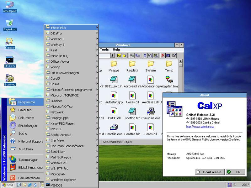 have calmira start with windows 3.1